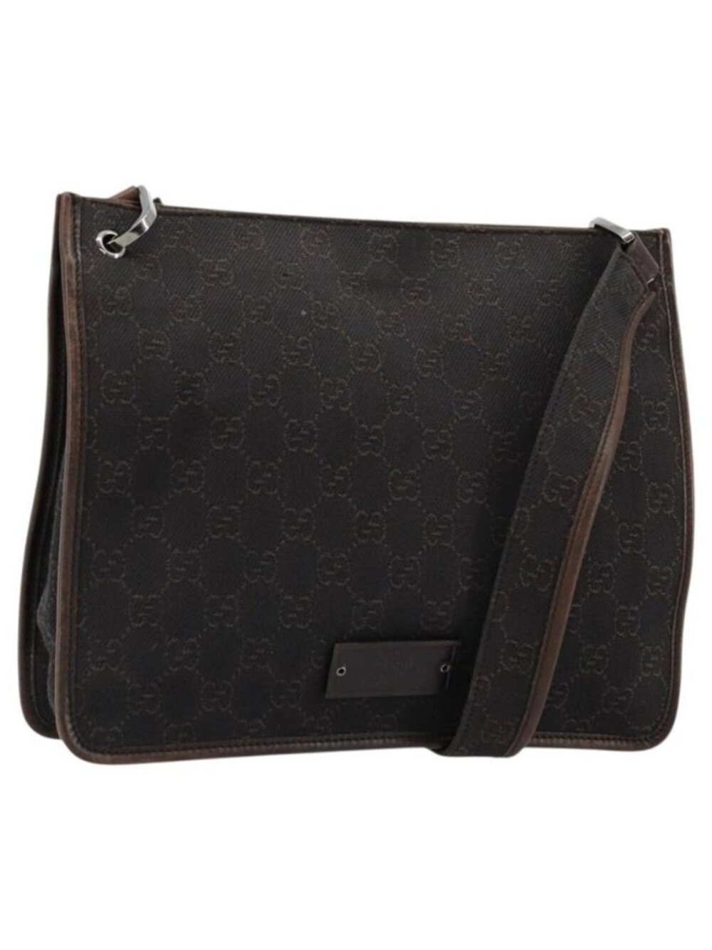 Authentic GUCCI GG Canvas Shoulder Bag Outlet Brown Silver 91762